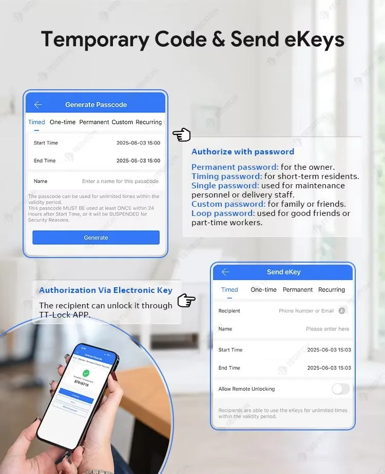 Waterproof Fingerprint Lock Tuya Wifi Remote Control Bluetooth TTLock App Mechanical Electronic Smart Door Lock For home