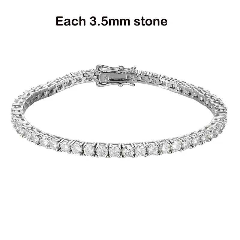 Smyoue 2-6.5mm Real Moissanite Tennis Bracelet for Women Christmas Gift Platinum Plated 100% 925 Sterling Silver Wedding Jewelry