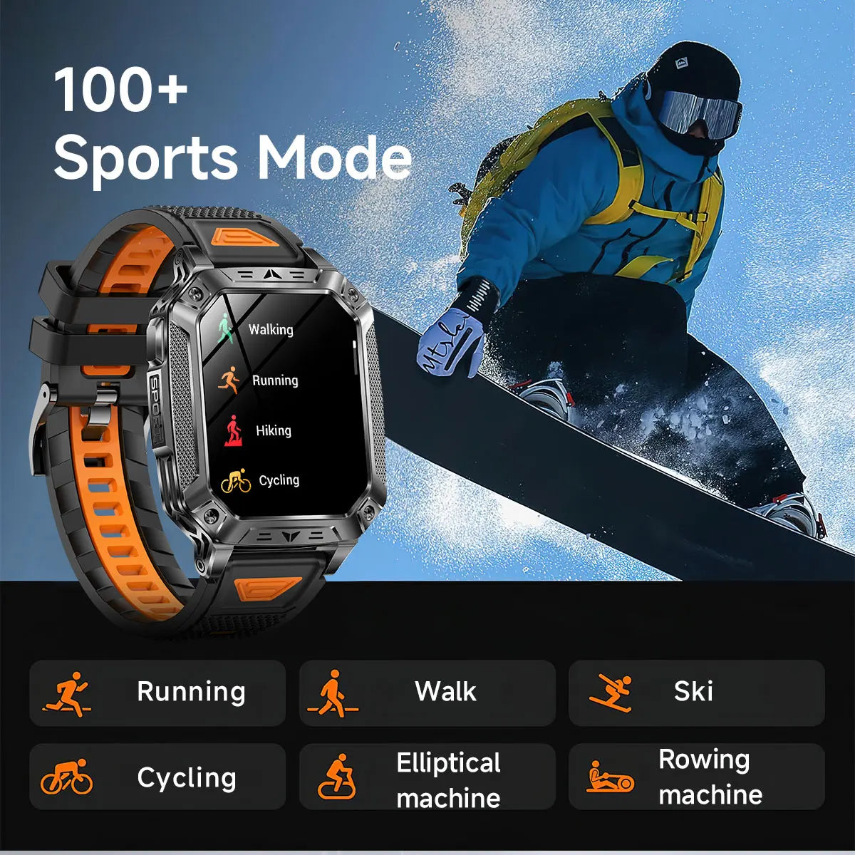 2026 New Military outdoor 1400mAh Battery SmartWatch Men Waterproof Call 2.01" HD AMOLED Sports Heart rate Flashlight Smart Band