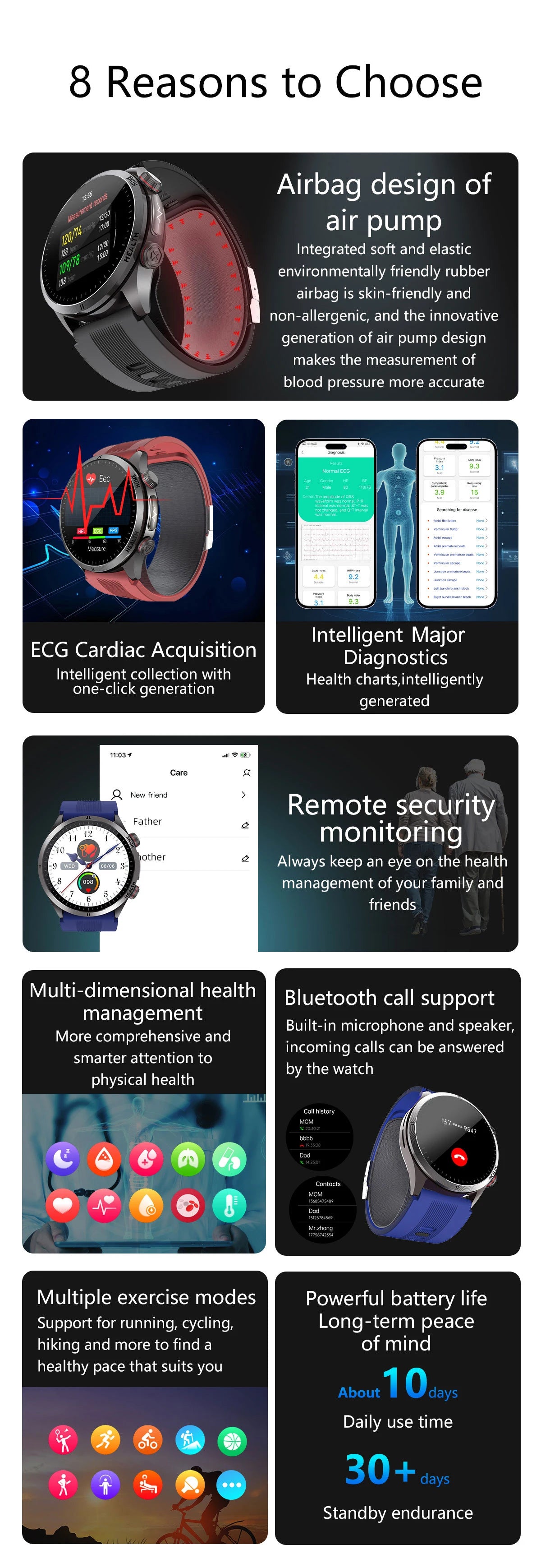 2026 New ECG Air Pump Airbag Accurate Measure Smart Watch Men Micro Physical Examination Blood Pressure Sport SmartWatch Health