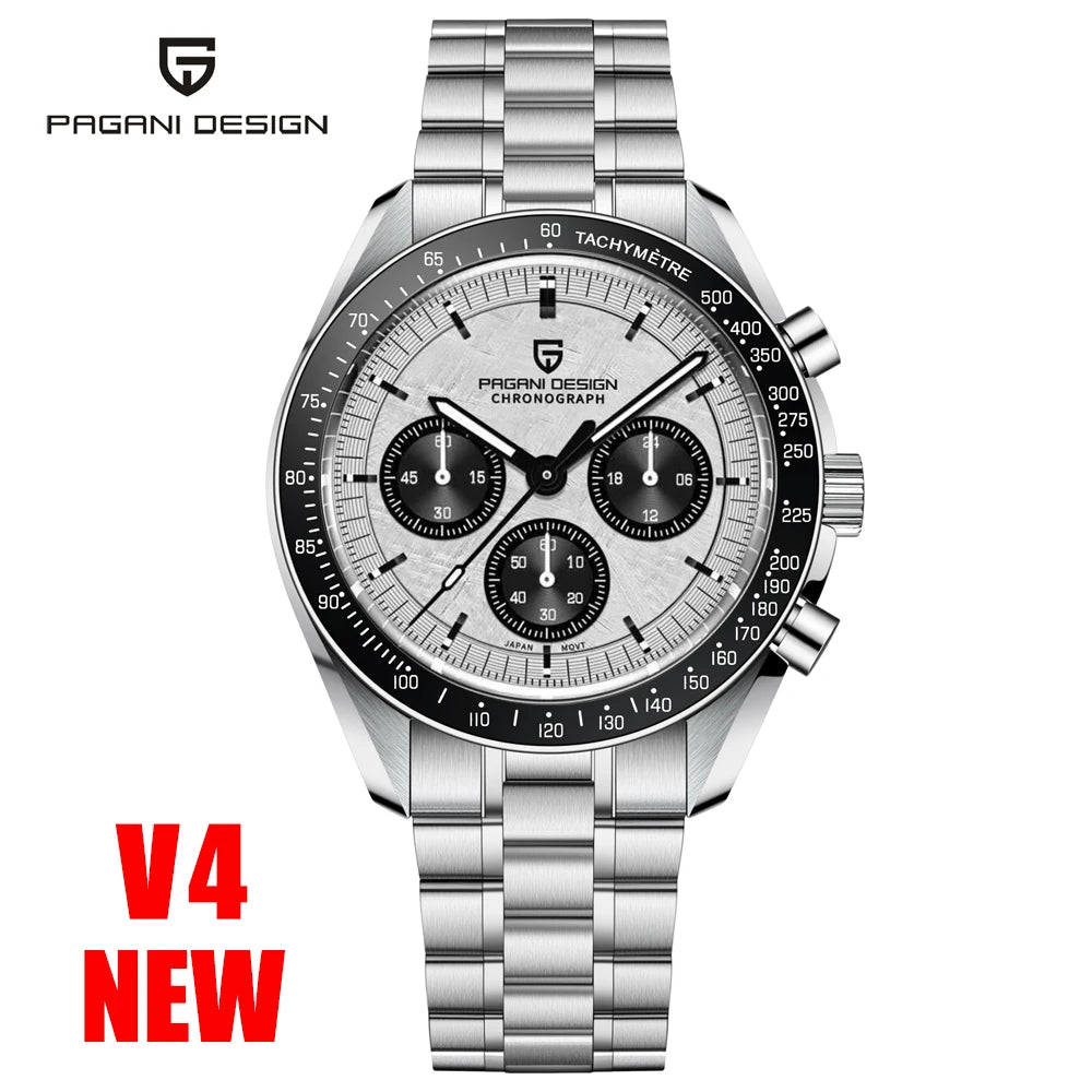 PAGANI DESIGN Saturn Men's Watches 2025 New Top Luxury Quartz Watch Men Light Tan Chronograph AR Sapphire crystal Wristwatch Men