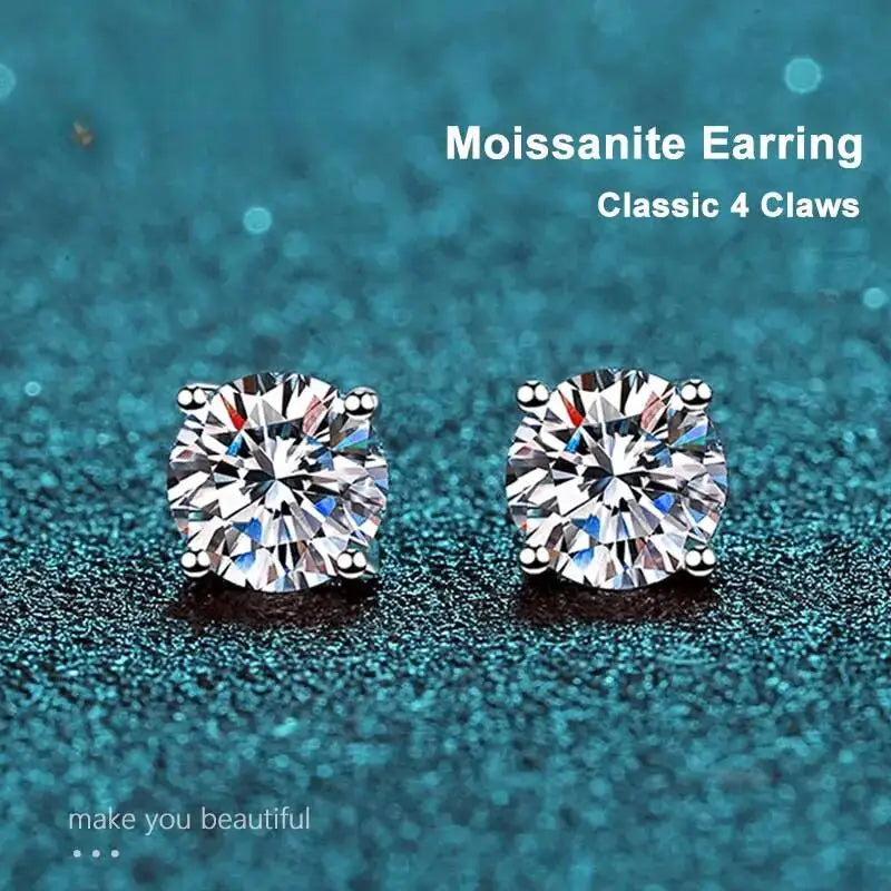 TY 2.0ct Moissanite Earrings For Women Lab Grown Dia Ear Studs Sterling Sier Fine Jewelry Gift S925 Sterling Silver Earrings