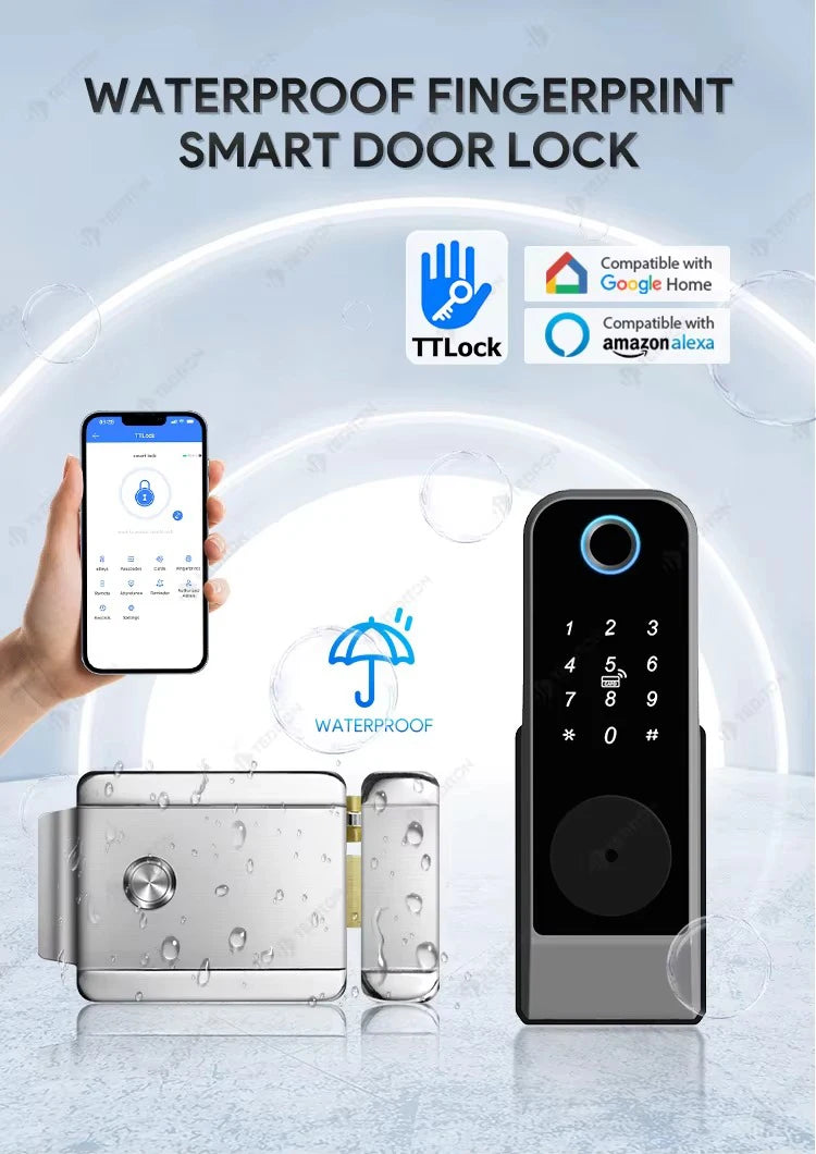 Waterproof Fingerprint Lock Tuya Wifi Remote Control Bluetooth TTLock App Mechanical Electronic Smart Door Lock For home