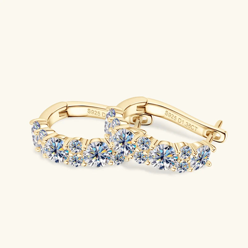 Anziw Sparking VVS1 Moissanite Earrings S925 Silver U Shape Hoop Earrings for Women Hot Sale Wedding Jewelry Certified 2.76CTTW.