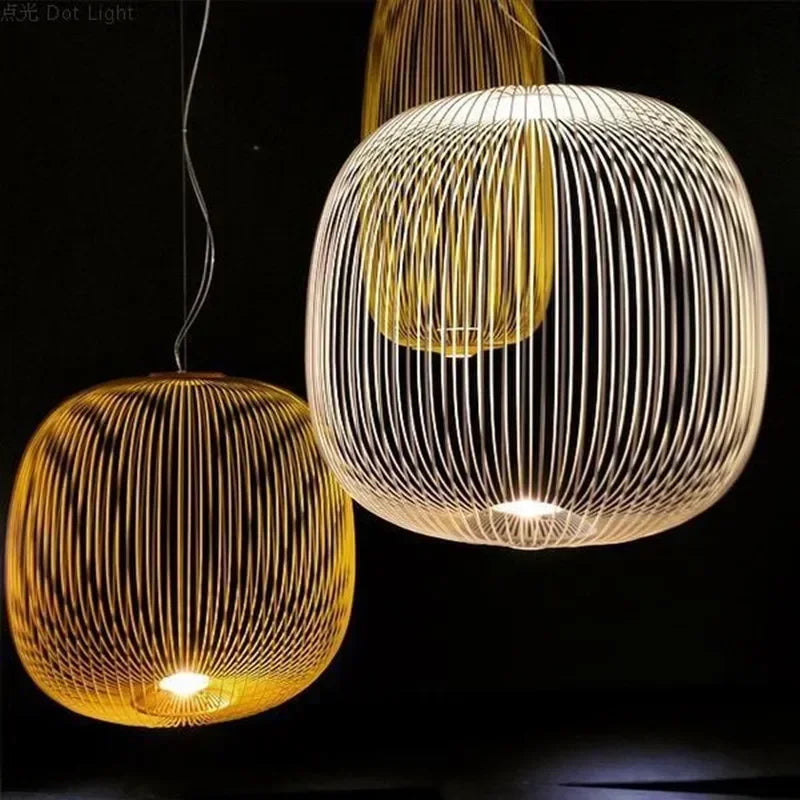 Minimalist Birdcage Hanging Light Italian Pendant Lamp Designer Spokes 1/2 Light  Home Decor Stairway Spot Lighting
