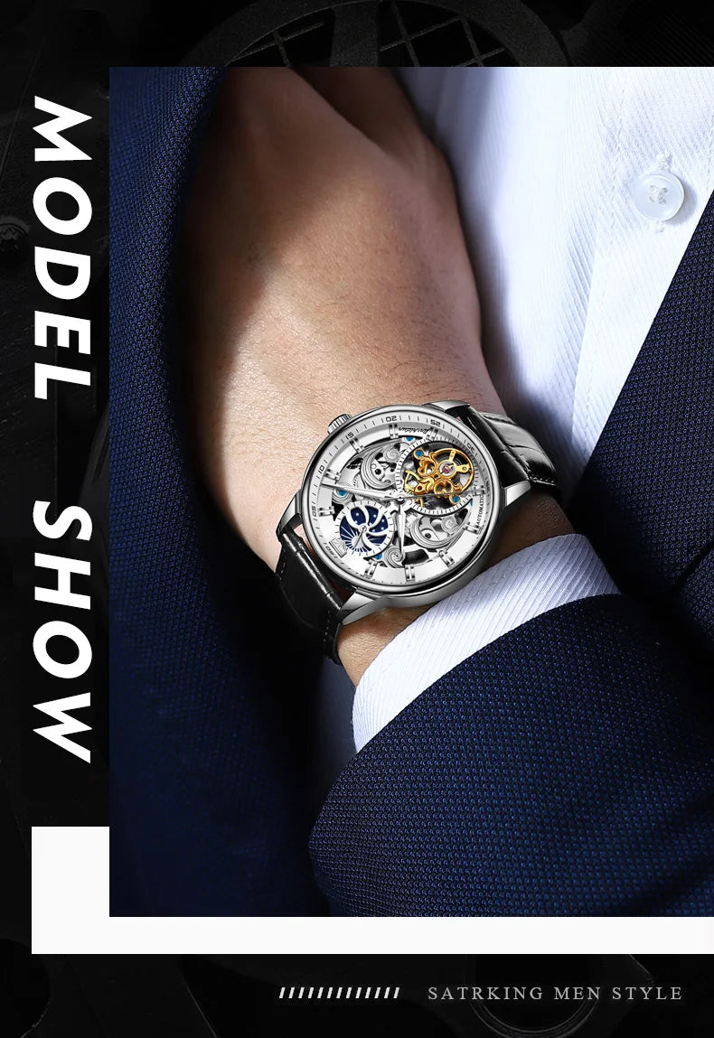 Montre-bracelet JSDUN originale étanche, best-seller pour homme, multifonctionnelle, luxueuse, élégante, à mécanisme automatique.