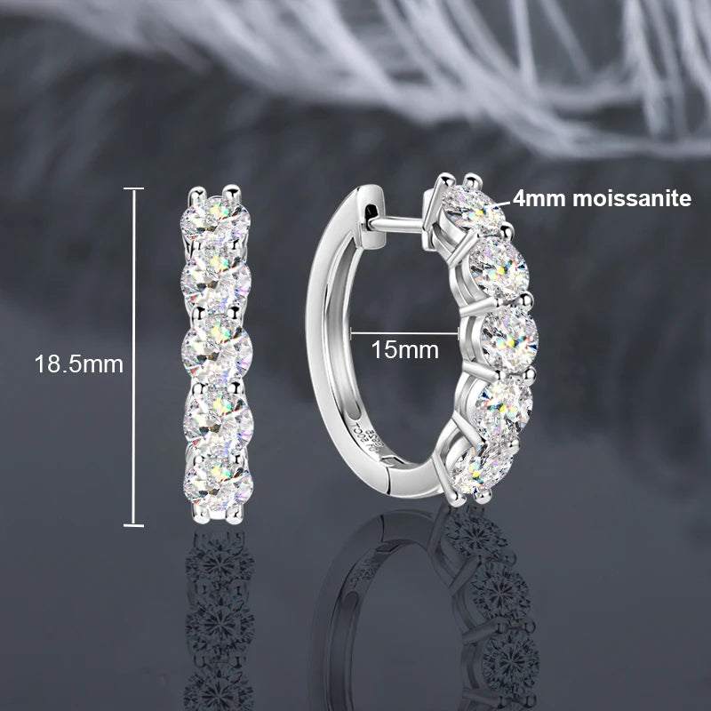 IOGOU Classic Earrings 925 Silver 4mm 3.5mm 2.5mm 3mm Moissanite Diamond Hoop Earrings for Women Wedding Engagement Party Jewel