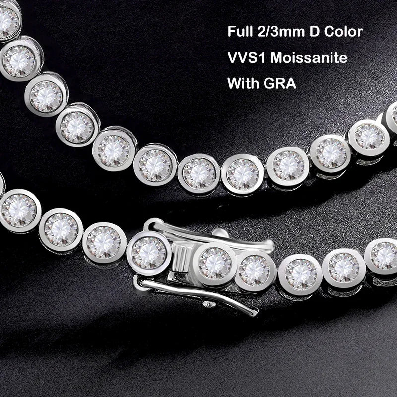 EWYA Sparkling 0.1ct 3mm Moissanite Tennis Bracelet with GRA for Women Party Fine Jewelry S925 Sterling Silver Diamond Bracelets