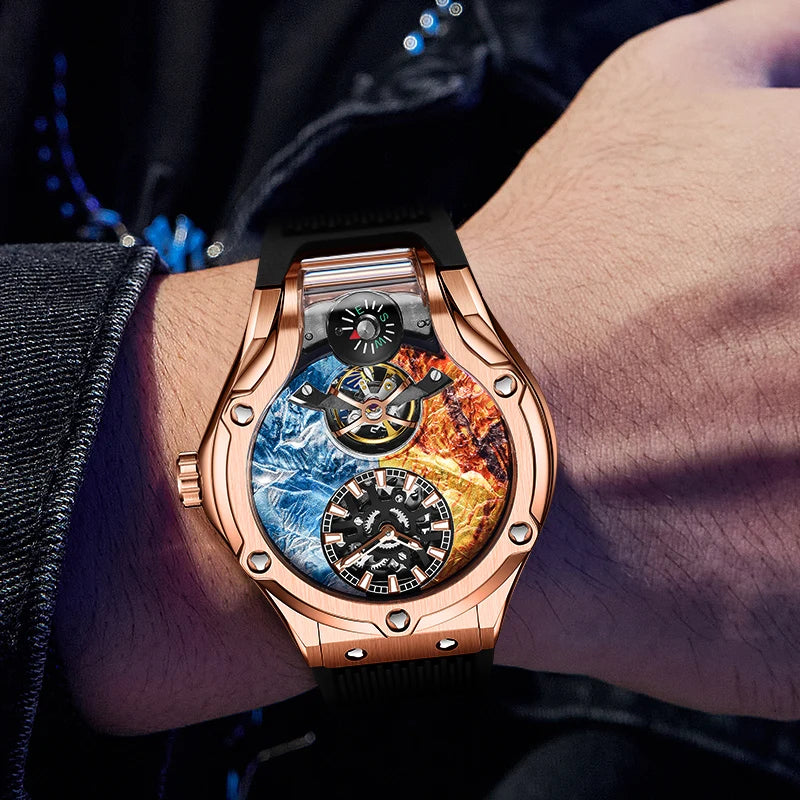 HANBORO Zhuma Mountain Peak Series Men's Fully Automatic Mechanical Watch Hollow Personalized Watch