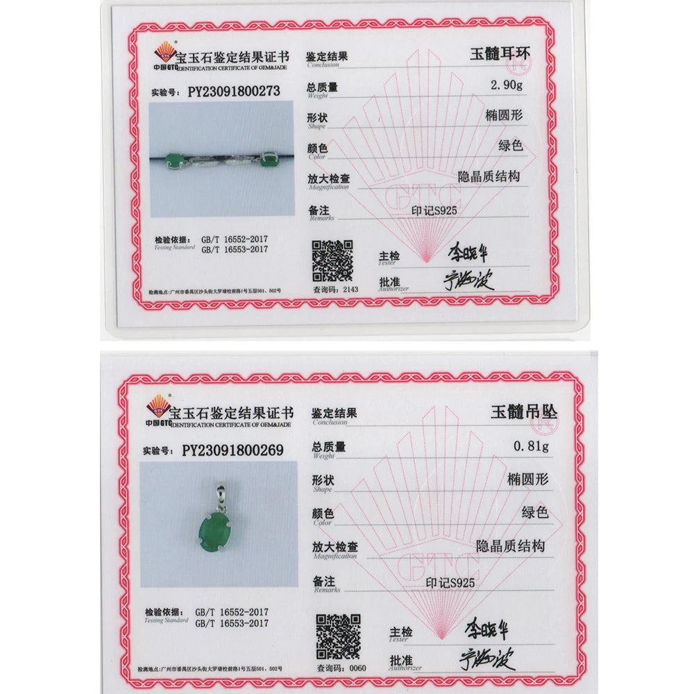 925 sterling silver Simple pendant natural green agate Necklace real gemstone Earrings Jewelry set Elegant gift for women