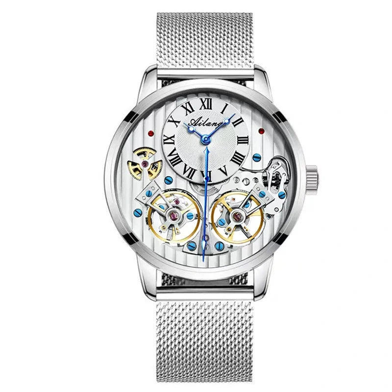 Montre de luxe AILANG pour homme, marque haut de gamme, automatique, lumineuse, noire, double tourbillon, étanche, mécanique, Relogio
