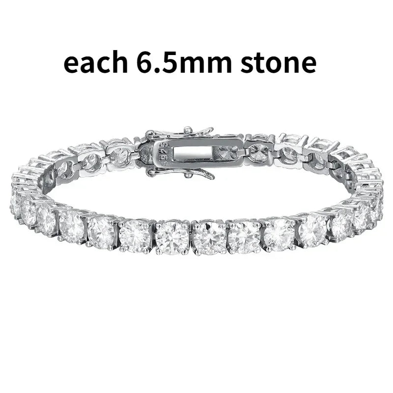 Smyoue 2-6.5mm Real Moissanite Tennis Bracelet for Women Christmas Gift Platinum Plated 100% 925 Sterling Silver Wedding Jewelry