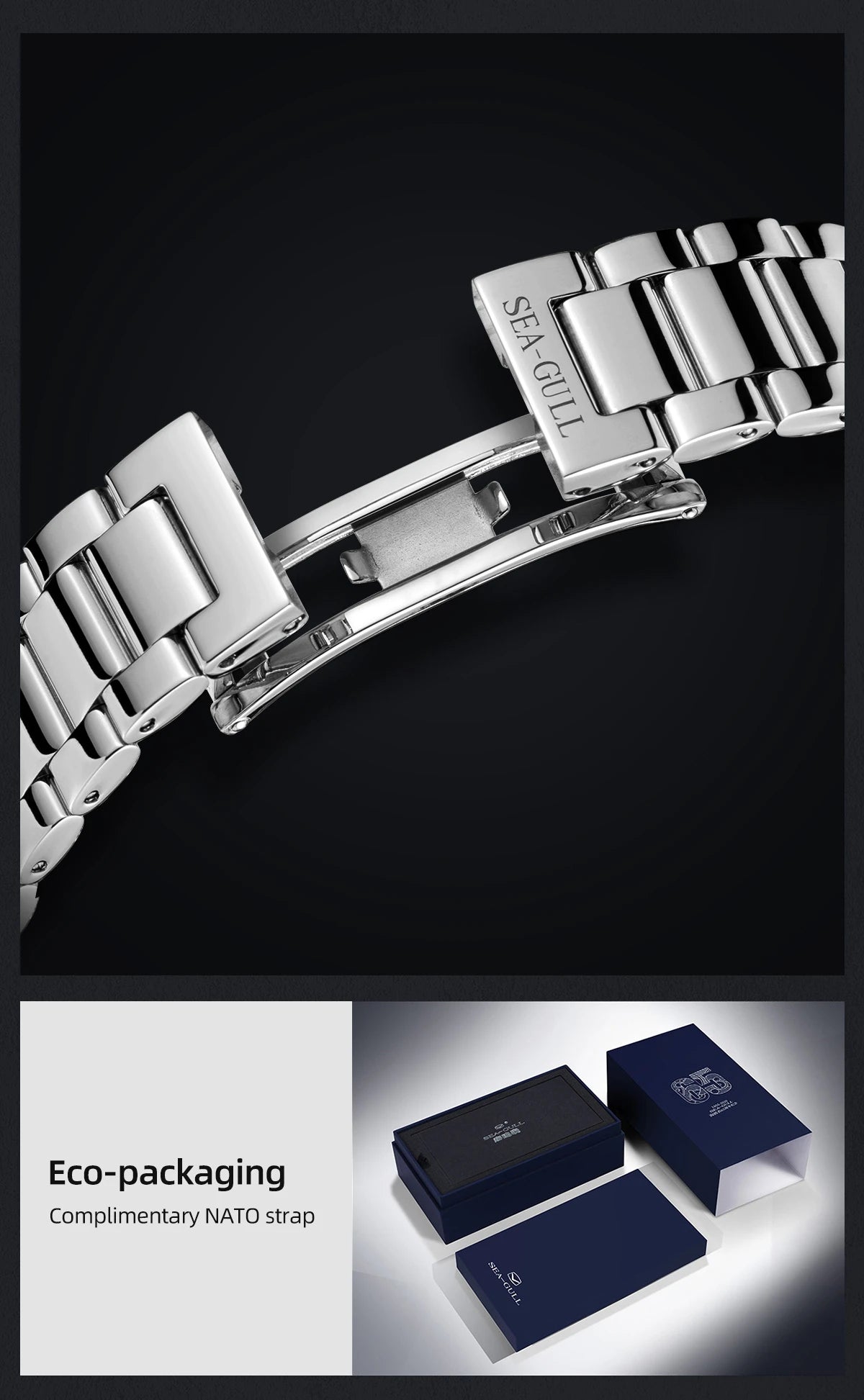 2025 Seagull Men's Automatic Mechanical Watch Multifunction Dial Calendar Sapphire Steel Band Men's Wristwatch reloj hombre M162