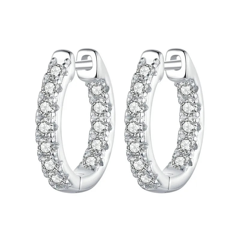BAMOER Gold Moissanite Hoop Earrings for Women, 925 Sterling Silver D Color Round Cut Lab Diamond Hypoallergenic Earrings