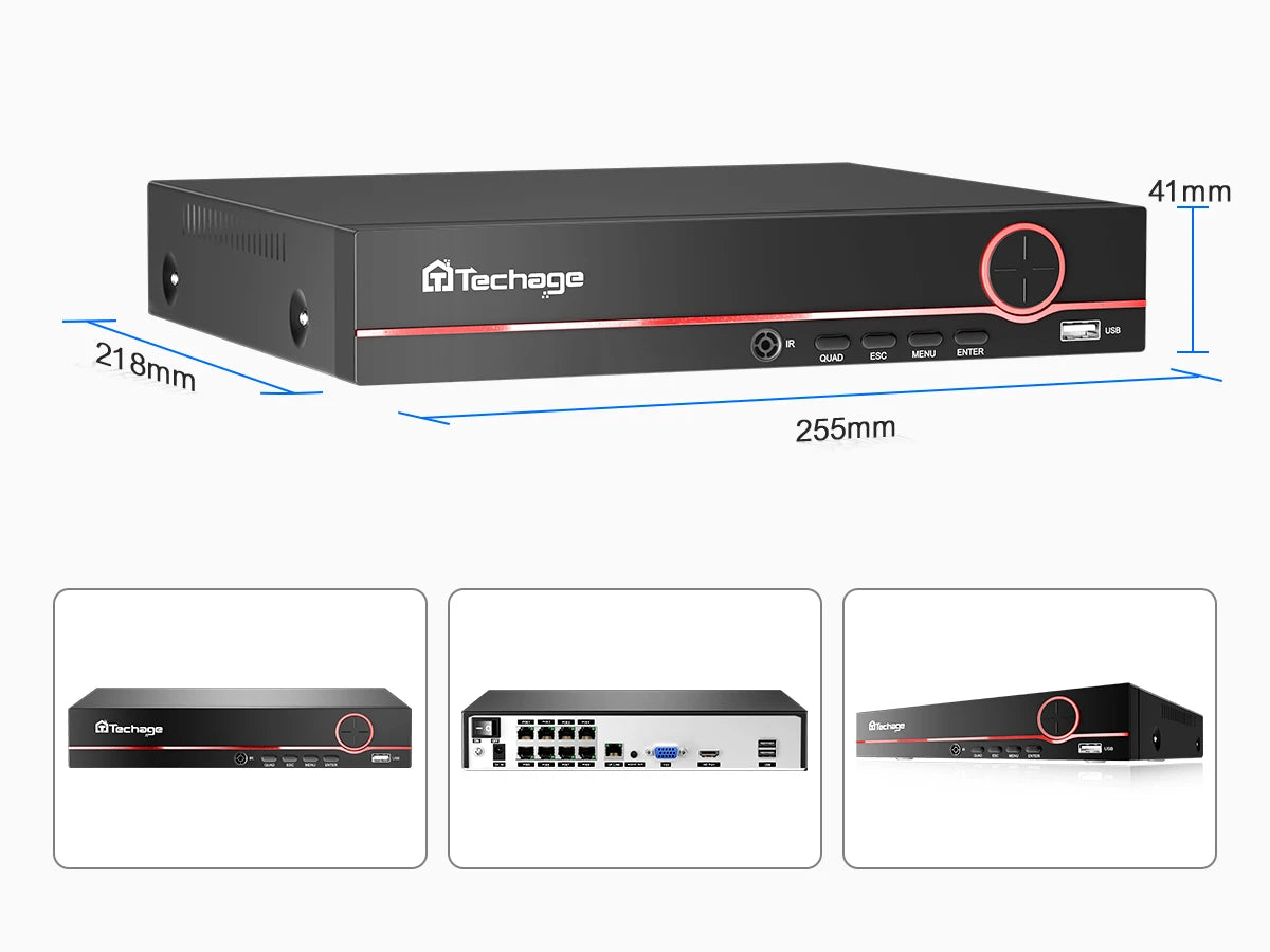 Techage 8CH HD 4MP POE Surveillance Camera CCTV Security System H.265 Face Detect Outdoor Two-way Audio IP Camera P2P Video NVR