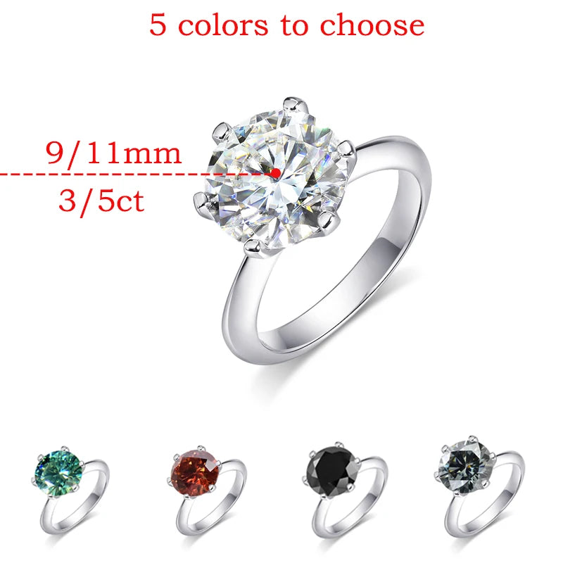 Smyoue 5CT 3CT D Color Moissanite Diamond Engagement Rings for Women Green Red Lab Diamond Band 925 Sterling Silver Jewelry GRA