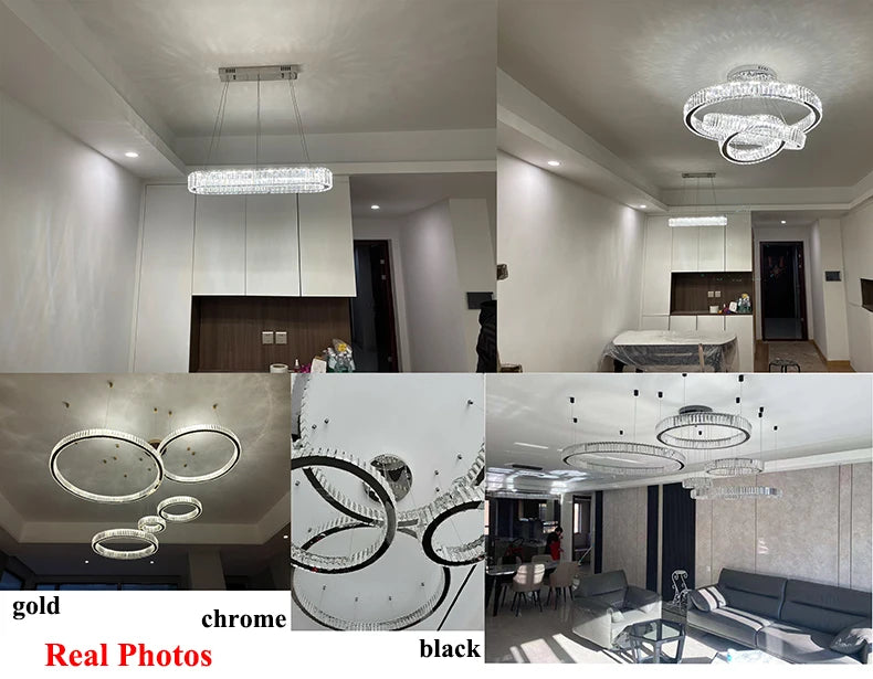 Modern Living Room Crystal Chandelier Led Remote Control Dimmable Led Pendant Lights Luxury Steel Adjust Hanging Lamp Fixture