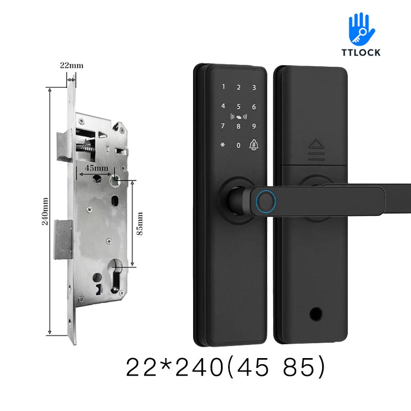 2025 Smart Door Lock With Bluetooth-compatible TTLock APP Digital Electronic Lock Smart Home Wooden Door Lock Fingerprint
