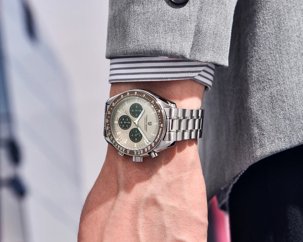 PAGANI DESIGN New Luxury Moon Quartz Watches For Men Stainless steel Luminous waterproof Sports Chronograph Man 2025 Retro Watch