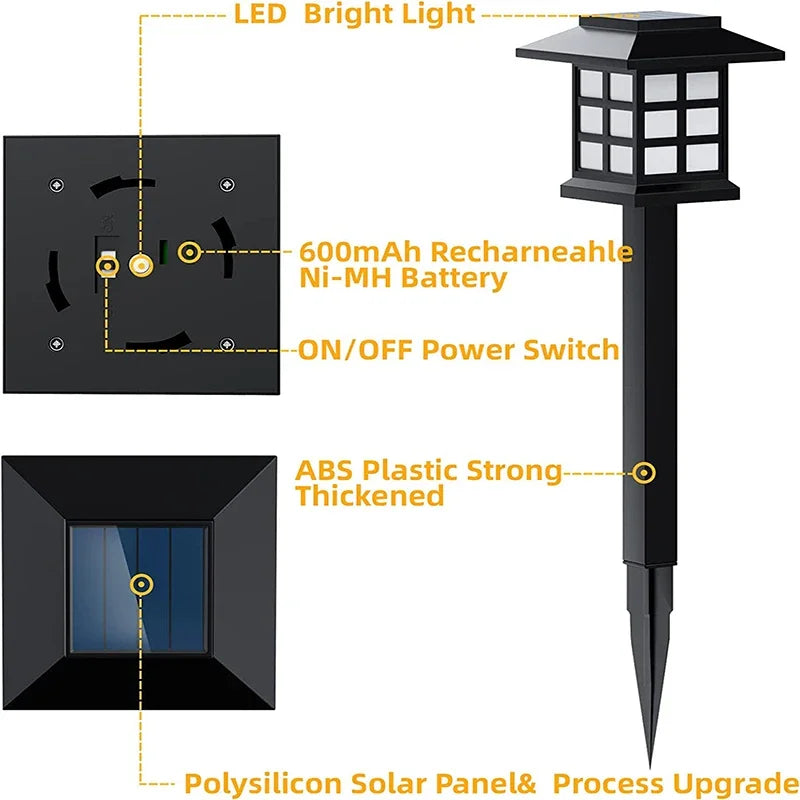2~12Pcs Solar LED Pathway Lights Outdoor Waterproof Walkway Garden Decor Street Lamp for Landscape Yard Patio Driveway