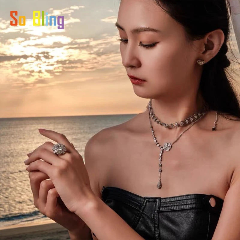 So-Bling 5ct Moissanite Ring 925 Sterling Silver Rings with Gra Certificate for Women Elegant Fine Luxury Quality Party Gift