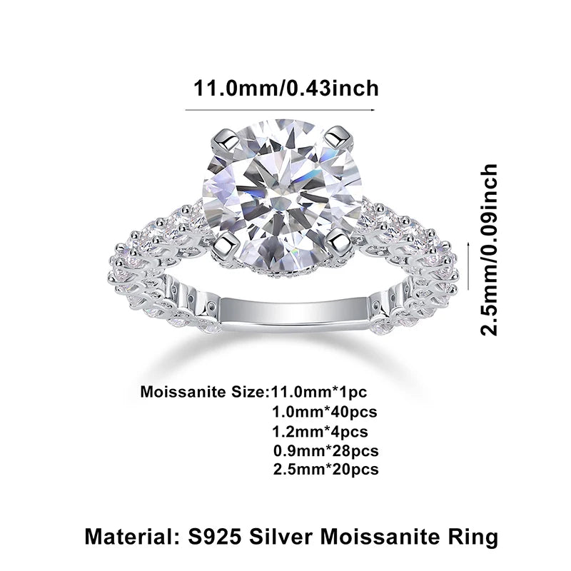 NKHOG 5CT Full D Color VVS Moissanite Ring For Women S925 Silver Luxury Engagement Bride Wedding Band Gift Jewelry GRA Certified
