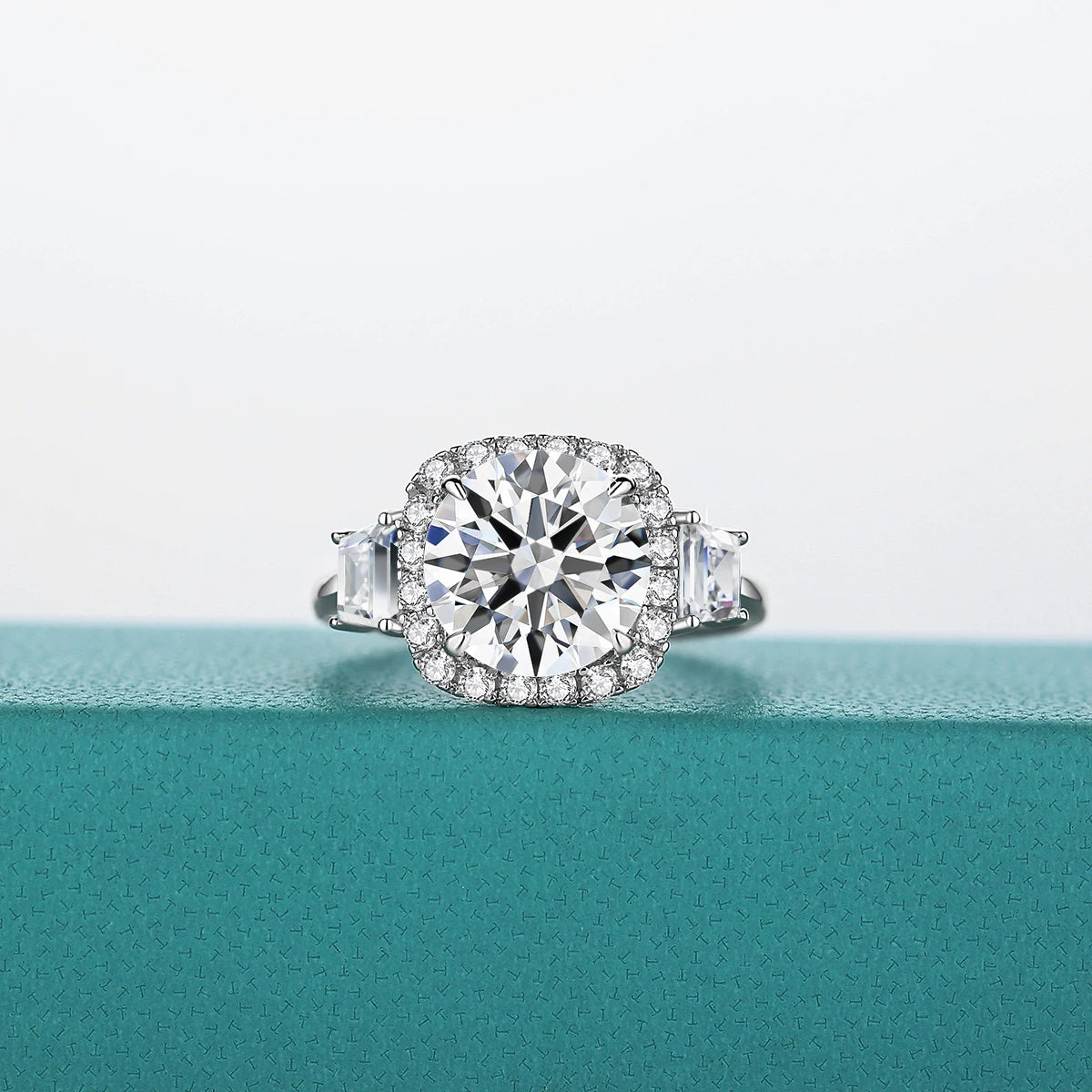 Luxury Round Cut 3.5CT Moissanite Ring for Women D VVS1 Synthetic Diamond Real S925 Silver Engagement Wedding Jewelry Pass Test