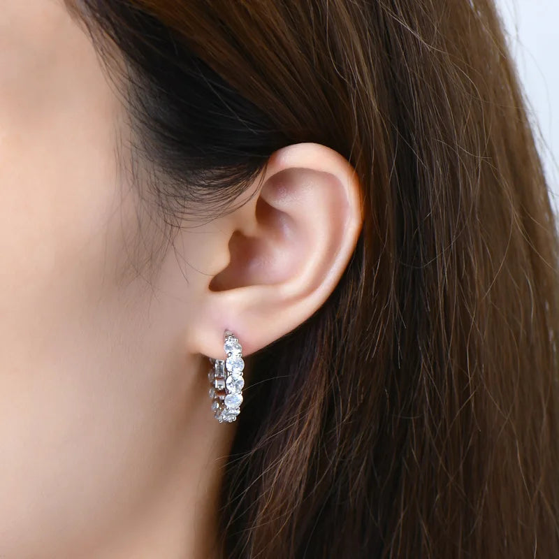 PureMax  4.0mm Full Moissanite Huggie Hoop Earrings for Women Trending Silver 925 Fine Jewelry  Moissanite Diamond Earrings