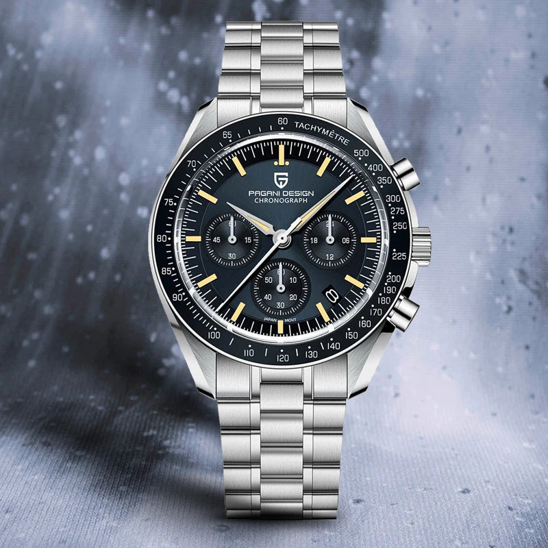 PAGANI DESIGN 2025 New Moon Watch Retro Luxury Quartz Watches For Men Stainless steel Luminous waterproof Sport Chronograph Man