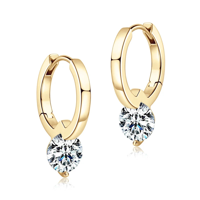Solitaire 1ct D Moissanite Earrings for Women 2023 Diamond Sterling Silver Hoop Earrings 925 Drop Earrings Girls 14k Gold Plated