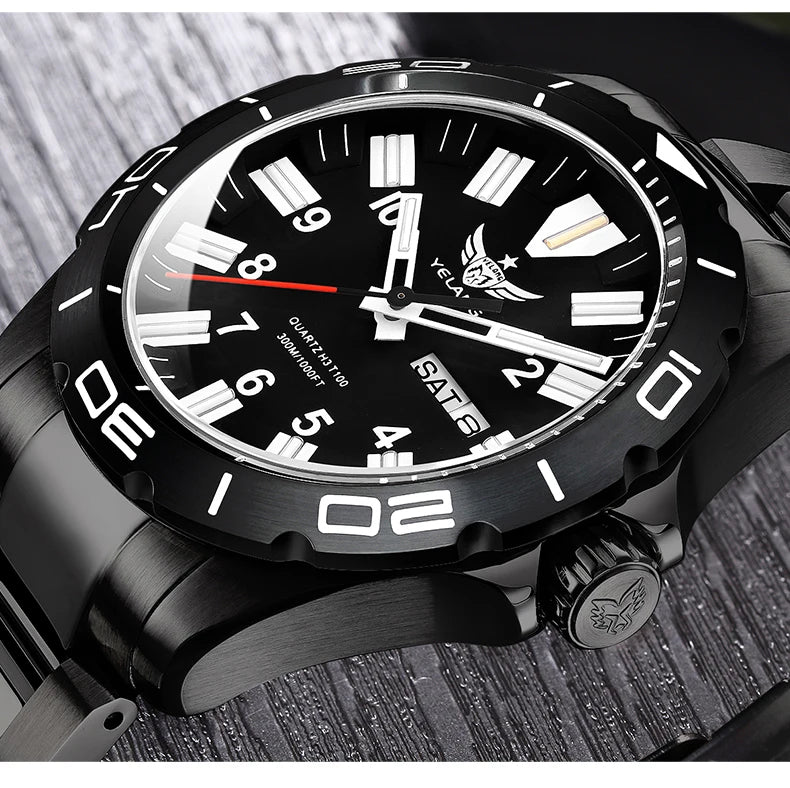 Yelang's New Design 42mm 10 Year Ultra Long Range Men's Quartz Watch 30ATM Professional Waterproof Swiss Eternal Gas Glow