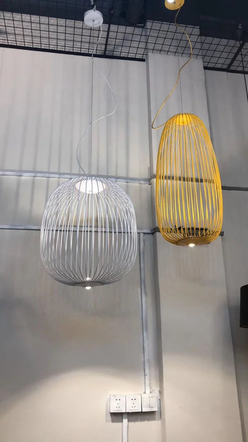 Minimalist Birdcage Hanging Light Italian Pendant Lamp Designer Spokes 1/2 Light  Home Decor Stairway Spot Lighting