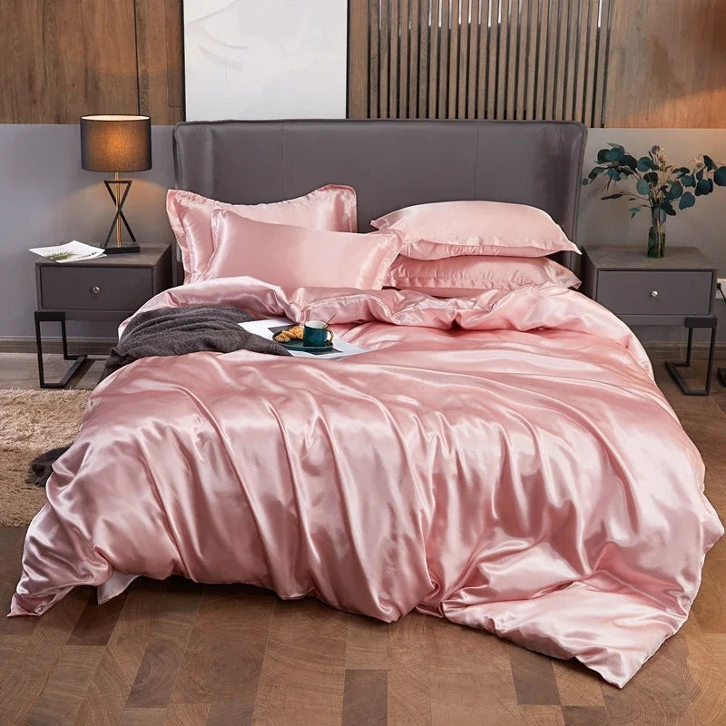 Luxury Rayon Bedding Set Solid Color Luxury Bedding Kit Satin Duvet Cover Set Bed Set pour lit Double,Queen,King,2pcs/3pcs/4pcs