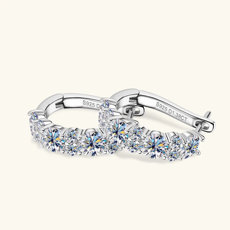 Anziw Sparking VVS1 Moissanite Earrings S925 Silver U Shape Hoop Earrings for Women Hot Sale Wedding Jewelry Certified 2.76CTTW.