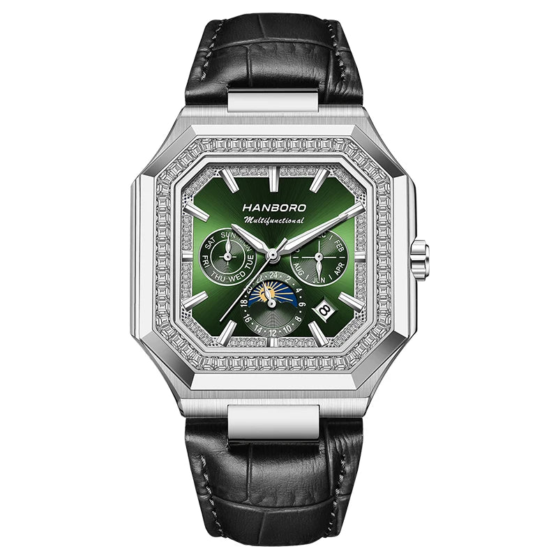 HANBORO Square Men's Fully Automatic Mechanical Watch Multi functional Fashion Trend Watch