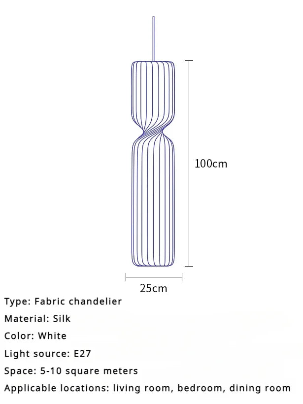 Nordic Cylinder Silk Led Pendant Lights for Living Dining Room Sofa Bedroom Simple Home Decor Hanging Fixture Ceiling Chandelier