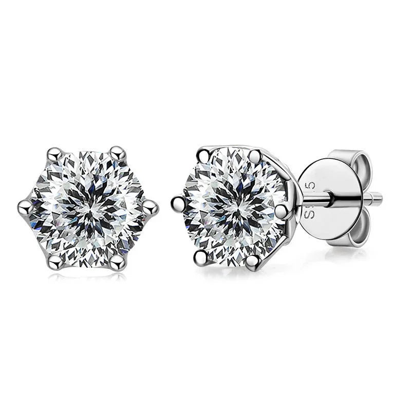 Butterflykiss Real 1 CT D Color Moissanite Stud Earrings For Women Top Quality 925 Sterling Silver Sparkling Wedding Jewelry