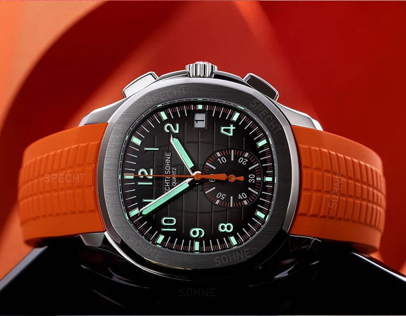 Dropshipping 2025 Best Selling Products Wristwatch For Men Japan Chronograph Quartz Watch Orange Rubber Strap Relogio Masculino