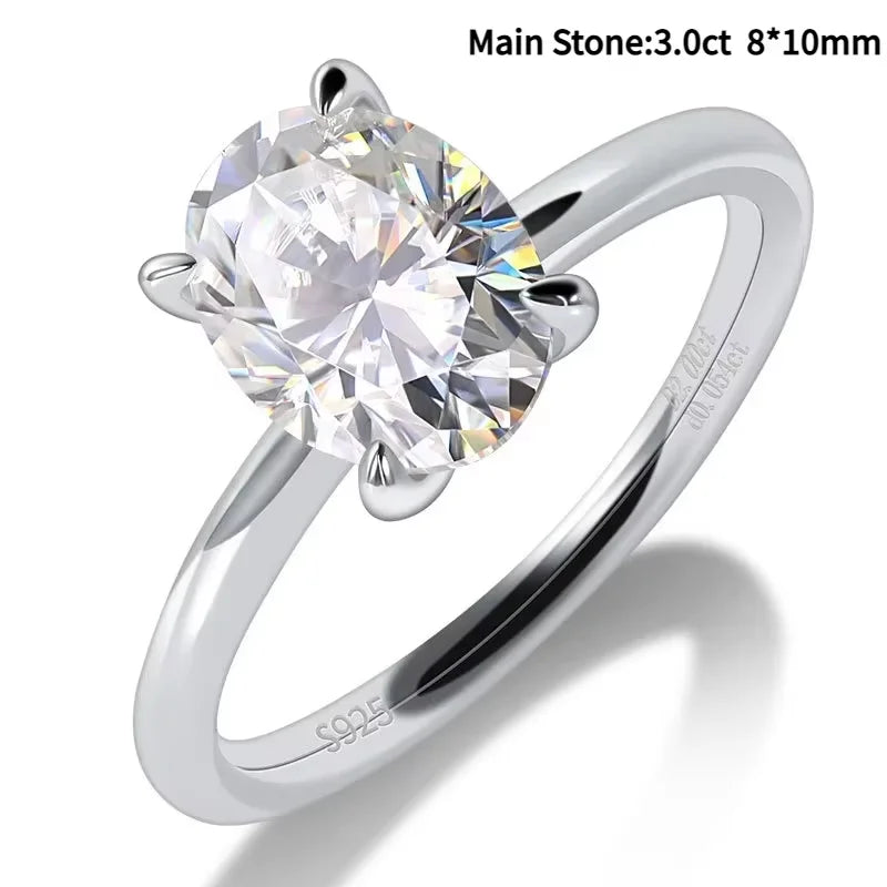 M-JAJA 1/2/3ct Moissanite Ring for Women Oval Cut Bridal Diamond Solitaire Wedding Promise Band 925 Sterling Silver Ring Jewelry