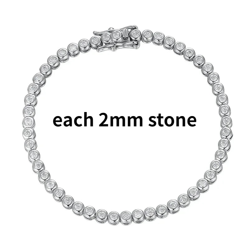 Smyoue 2-6.5mm Real Moissanite Tennis Bracelet for Women Christmas Gift Platinum Plated 100% 925 Sterling Silver Wedding Jewelry