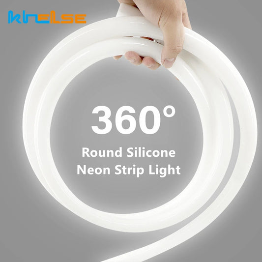Round Flexible Silicone Strip Light 360 Degree Glowing IP65 Outdoor LED Soft Neon Tube Tape Lamp DIY Minimalist Linear Lighting