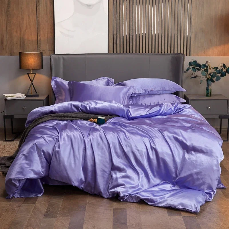 Luxury Rayon Bedding Set Solid Color Luxury Bedding Kit Satin Duvet Cover Set Bed Set pour lit Double,Queen,King,2pcs/3pcs/4pcs