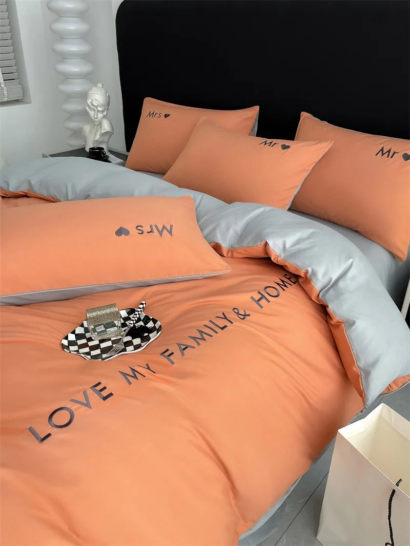 Luxury Nordic Egyptian Cotton Bedding Set King Queen Double Twin Size with Sheet Duvet Cover Pillowcase 1/2 People Bed Linen New