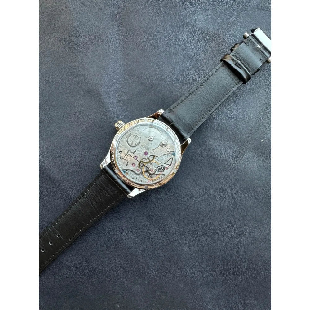 Reloj-Hombre Men's Watch for Seagull ST3600 Manual Movement, Retro Enamel Sterile Dial Business Micro Rotor Mechanical Watch