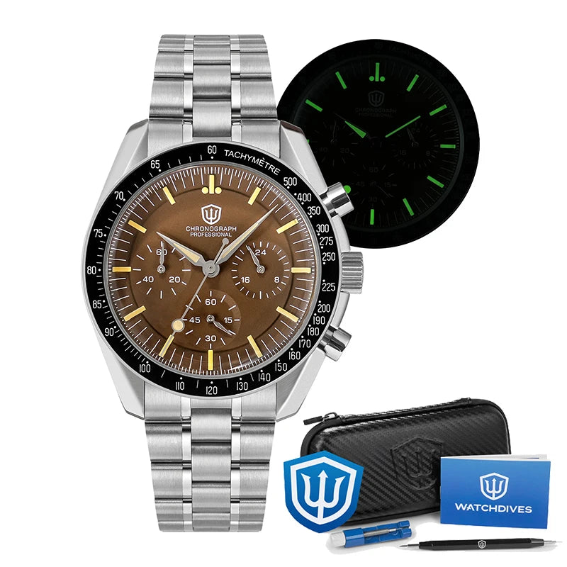 Watchdives WD1863 Men Watch 10Bar Waterproof Sapphire Crystal 39mm Quartz Watch VK63 Movement Vintage Watch with Gift Box