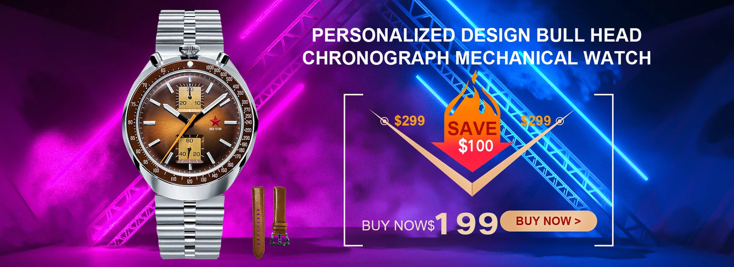 RED-STAR 38mm Men's 1963 Chronograph Mechanical Watch Pilot with Seagull Movement ST1901 Air Force Aviation Sapphire Goose 40mm