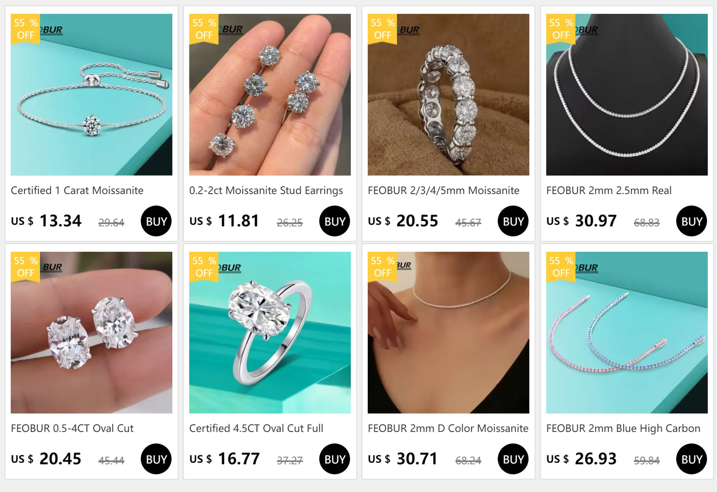 FEOBUR 2mm Blue High Carbon Diamond Tennis Bracelet for Women 925 Sterling Silver Color Gemstone Bracelets Party Jewelry Gifts