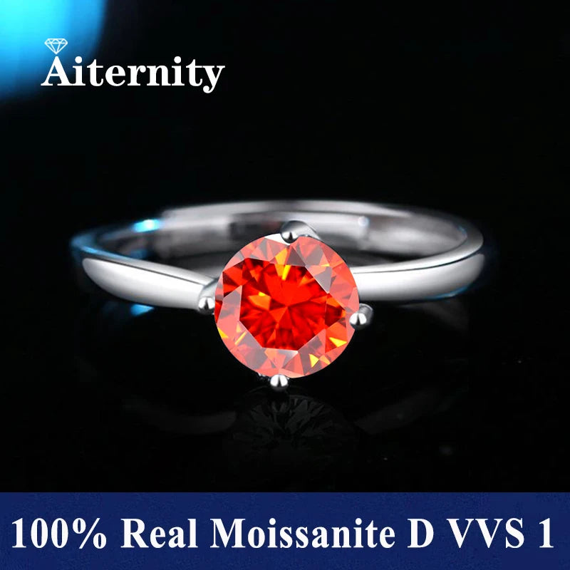 100% Real Moissanite Ring Adjustable Size S925 Sliver D VVS1 Pass Diamond Test Pen GRA Certificate 18K Plating Rings for Women