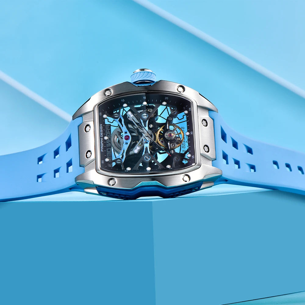 2025 New PAGANI DESIGN 42MM Tonneau Men Mechanical Watch Luxury Sapphire Glass Automatic Watch 50M Waterproof Skeleton Watch Men