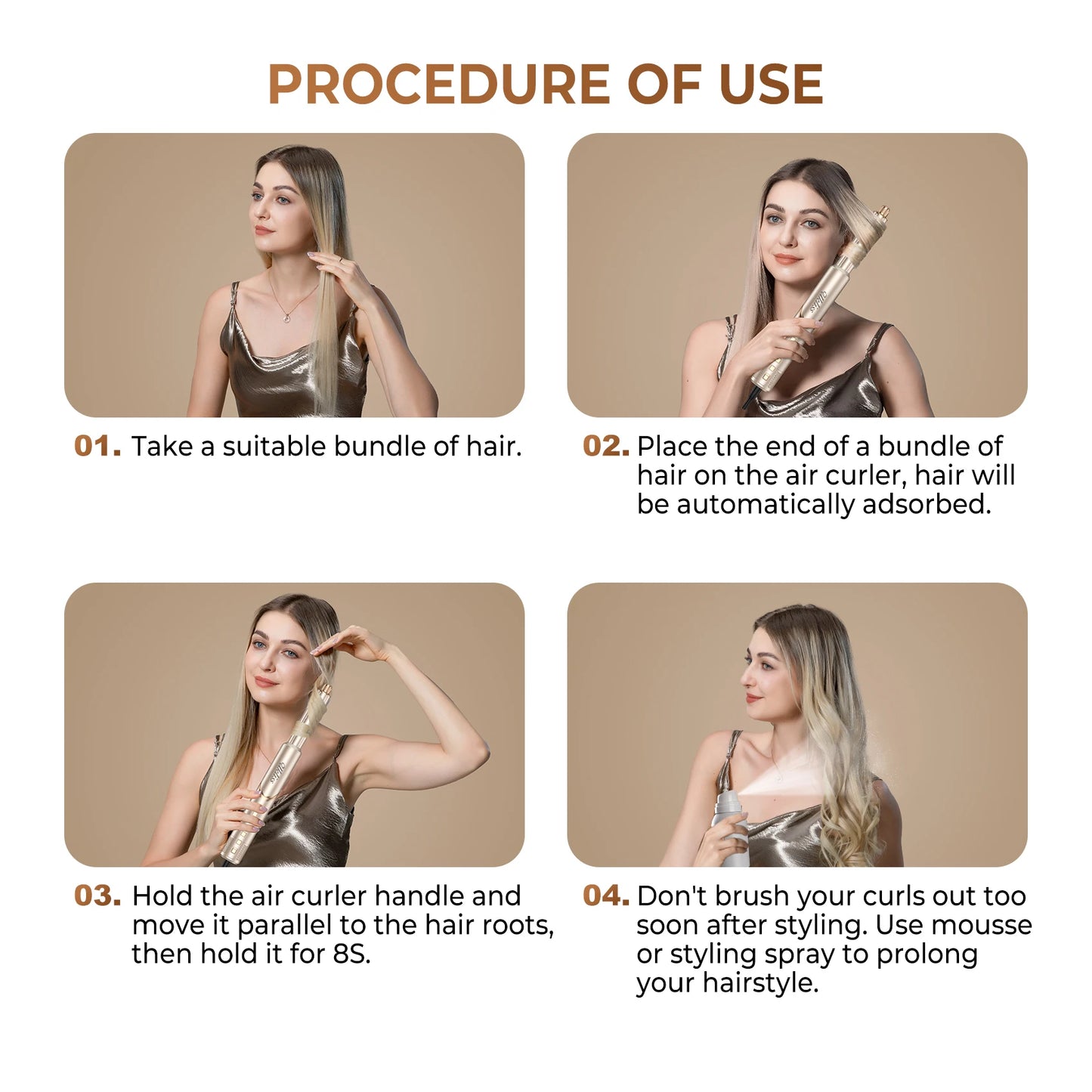 8 in 1 Hair Dryer Brush High Speed Brushless Blow Dryer Negative Ionic Hair Heating Brush Hot Air Styling Comb Auto Hair Curle